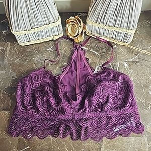 🟣"Aerie" by Aeropostale. Comfortable Fit All Lace Pullover Bra. Size: LG